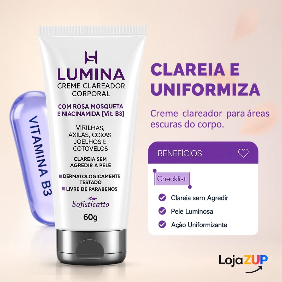 Lumina Creme Clareador Corporal com Vitamina B3